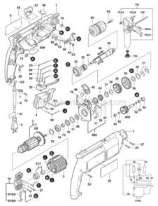 Page A Diagram and Parts List for 1141VSR 0601141639 Bosch Hammer Drill