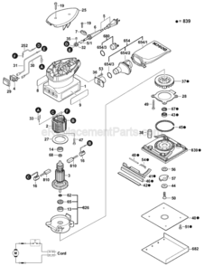 Page A Diagram and Parts List for 1289D 0601289139 Bosch Orbital or Palm Sander