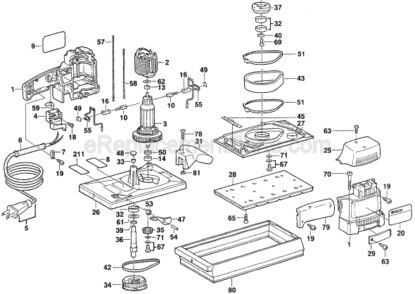 Page A Diagram and Parts List for 1290 0601290239 Bosch Orbital or Palm Sander