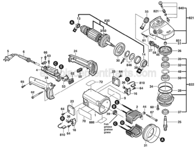 Page A Diagram and Parts List for 1365 0601365039 Bosch Chop Saw