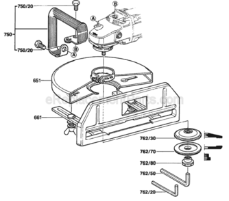 Page B Diagram and Parts List for 1365 0601365039 Bosch Chop Saw