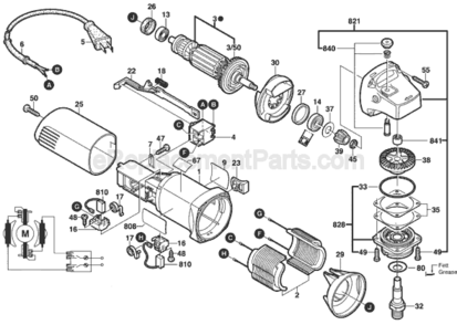 Part Location Diagram of 1619P09772 Bosch Tool MOTOR HOUSING