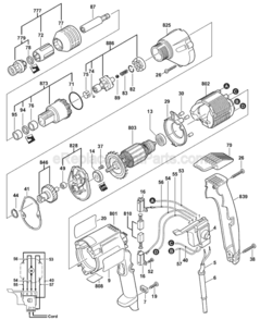 Page A Diagram and Parts List for 1404VSR 0601404734 Bosch Electric Drill