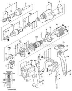 Page A Diagram and Parts List for B6980 0601405735 Bosch Electric Drill