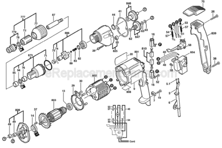 Page A Diagram and Parts List for 1405VSR 0601405739 Bosch Electric Drill