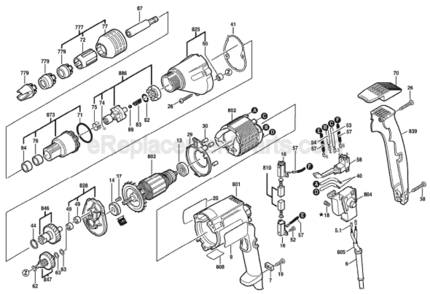 Page A Diagram and Parts List for 1422VSR 0601422539 Bosch Electric Drill