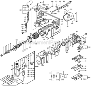 Page A Diagram and Parts List for 1587AVS 0601587651 Bosch Jig Saw