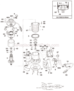 Page A Diagram and Parts List for 1600 0601600034 Bosch Router