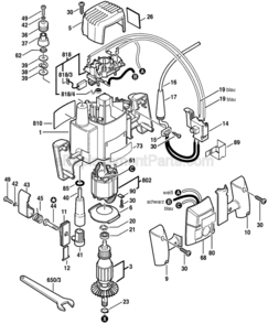 Page A Diagram and Parts List for 1614EVS 0601614734 Bosch Router