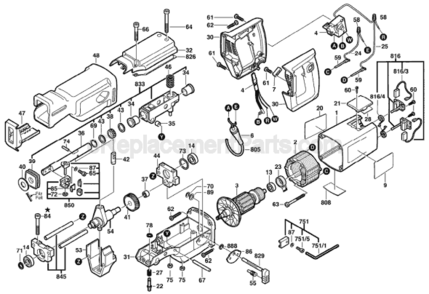Page A Diagram and Parts List for 1634VS 0601634839 Bosch Reciprocating Saw