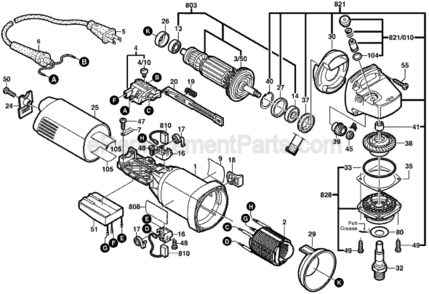 Part Location Diagram of 1604010656 Bosch Armature