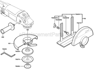 Page B Diagram and Parts List for 1754G 0601754060 Bosch Angle Grinder