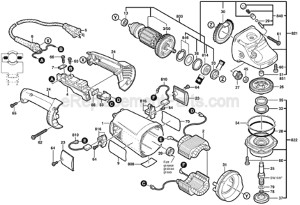 Page A Diagram and Parts List for 1757 0601757039 Bosch Angle Grinder