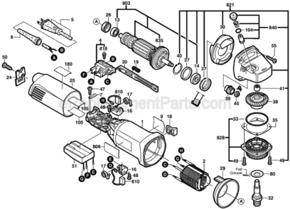 Page A Diagram and Parts List for 1806A 0601806739 Bosch Angle Grinder