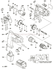Page A Diagram and Parts List for 3001VSR 0601920964 Bosch Electric Drill