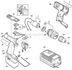 Page A Diagram and Parts List for 3310 0601936549 Bosch Cordless Drill