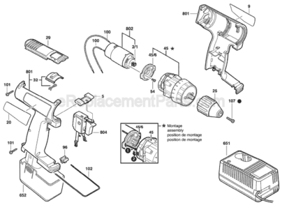 Page A Diagram and Parts List for 3315 0601936553 Bosch Cordless Drill
