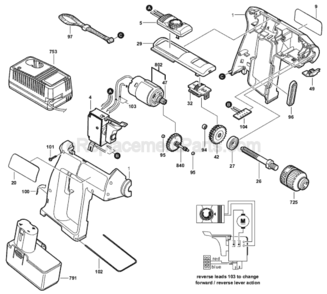 Page A Diagram and Parts List for 3300 0601938439 Bosch Cordless Drill