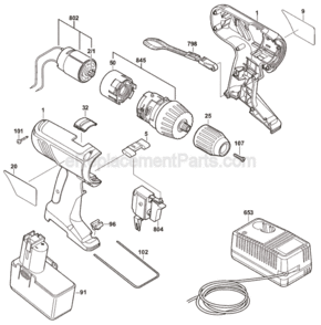 Page A Diagram and Parts List for 3850 0601948360 Bosch Cordless Drill