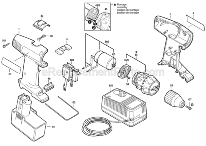 Page A Diagram and Parts List for 3305 0601949560 Bosch Cordless Drill
