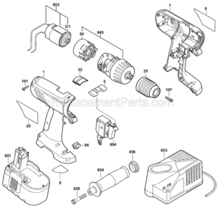 Page A Diagram and Parts List for 3860 0601951361 Bosch Cordless Drill