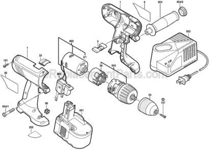 Page A Diagram and Parts List for 3670 0601952460 Bosch Cordless Drill
