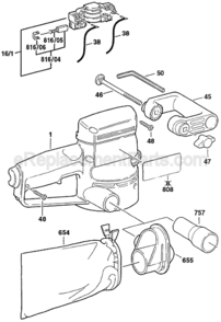 Page B Diagram and Parts List for B7250 0603283735 Bosch Orbital or Palm Sander