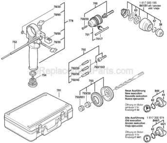 Page B Diagram and Parts List for 11200VSR 0603314739 Bosch Hammer Drill