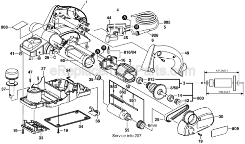Page A Diagram and Parts List for 3365 0603365139 Bosch Planer Jointer