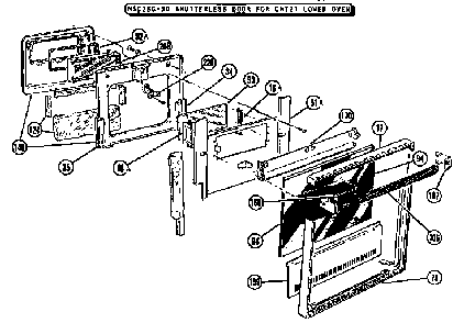 Shutterless Oven Door, Lower Diagram and Parts List for CMT2BGSD  Thermador Range