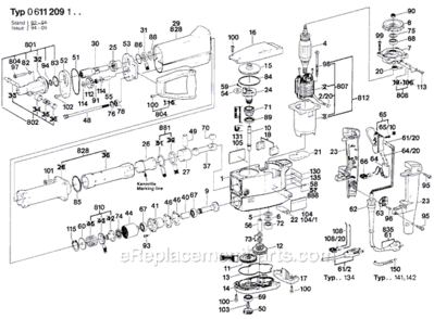 Page A Diagram and Parts List for 11209 0611209134 Bosch Demolition Hammer