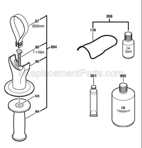 Page B Diagram and Parts List for 11241EVS 0611241739 Bosch Demolition Hammer