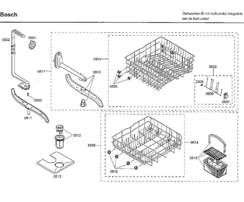 Baskets Diagram and Parts List for SHX33A05UC 43 Bosch Dishwasher