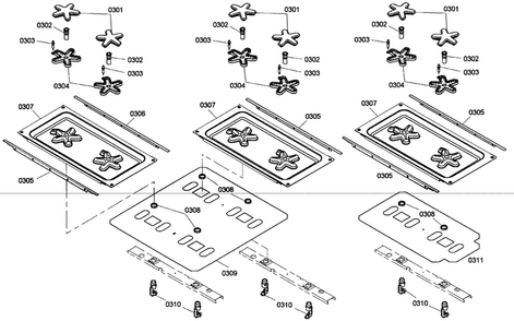 Burner Assy Diagram and Parts List for PRG486EDG04  Thermador Range