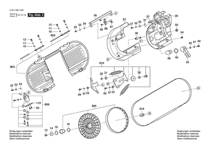 Figure 3 Diagram and Parts List for 3601BB7010 GCB18V-5 Bosch Band Saw