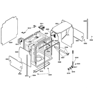 Cabinet Diagram and Parts List for SHE58C02UC 23 Bosch Dishwasher