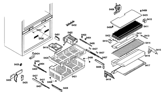 Freezer Parts Diagram and Parts List for T36BT71FS 08 Thermador Refrigerator