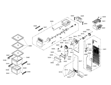 Freezer Section Diagram and Parts List for B20CS80SNW 01 Bosch Refrigerator