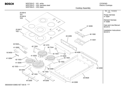 01 - COMPLETE Diagram and Parts List for NES732UC  Bosch Range