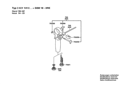 Section 2 Diagram and Parts List for GSB18-2RE 0601141639 Bosch Hammer Drill