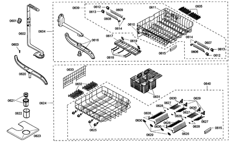 Accessories Diagram and Parts List for SHE68M05UC 47 Bosch Dishwasher