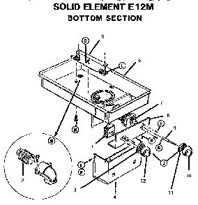 Solid Element, Bottom Section Diagram and Parts List for C12M  Thermador Cooktop