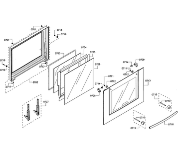 Door Lower Diagram and Parts List for HBL3550UC 10 Bosch Wall Oven