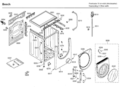 Frame Diagram and Parts List for WFMC8400UC 07 Bosch Washer