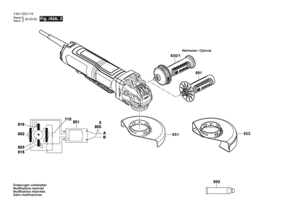 Figure 17 Diagram and Parts List for 3601GD3810 GWX14-60PBD Bosch Angle Grinder