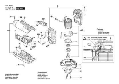 Diagram 1 Diagram and Parts List for GWS12V-30 3 601 JF2 010 Bosch Angle Grinder