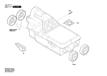 Diagram Diagram and Parts List for D-TECT200 3 601 K81 610 Bosch Miscellaneous
