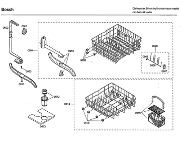 Rack Diagram and Parts List for SHU33A06UC 47 Bosch Dishwasher