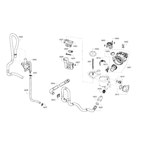 Pump & Pipe Assy Diagram and Parts List for SHE3AR55UC 11 Bosch Dishwasher