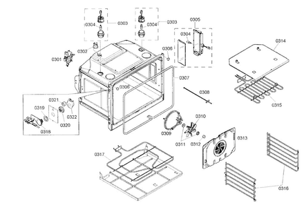 Top Oven Diagram and Parts List for ME302ES01  Thermador Wall Oven